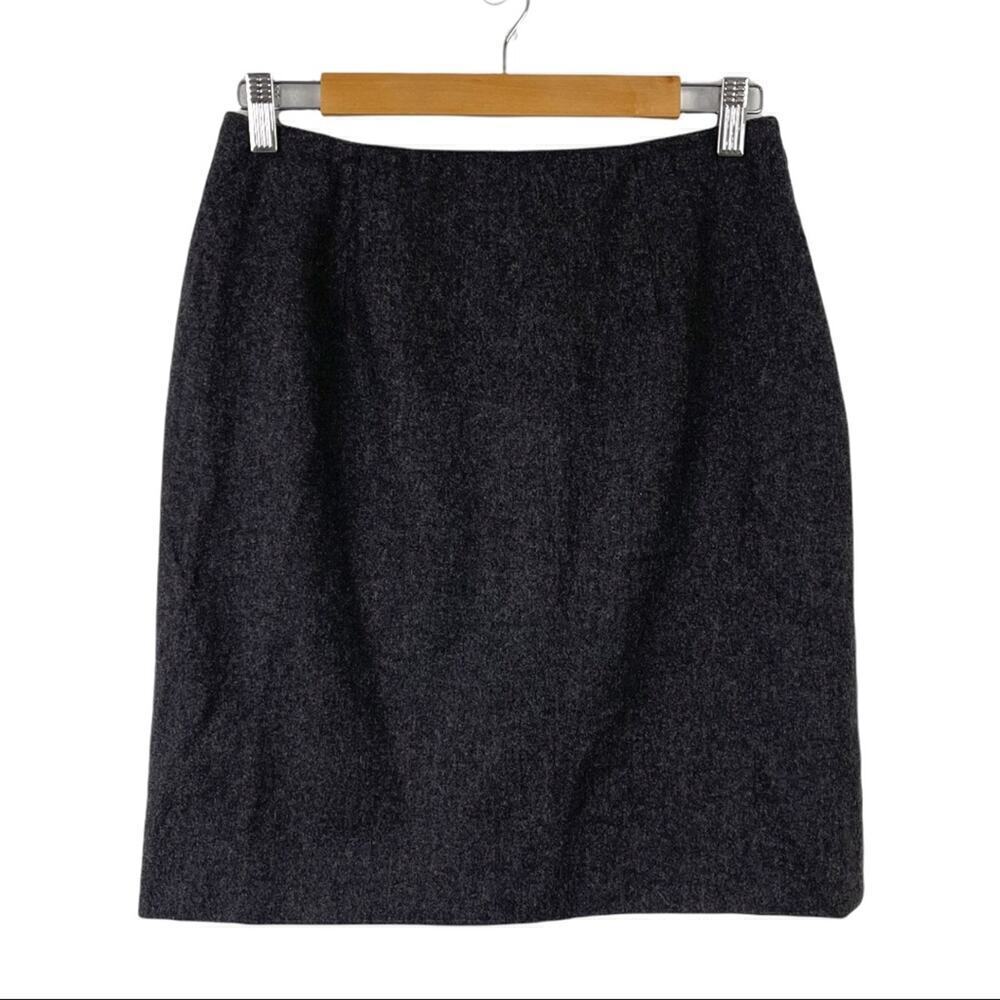 Ralph Lauren Charcoal Gray 100% Wool Mini Pencil Skirt Lined Side Zipper Size 10